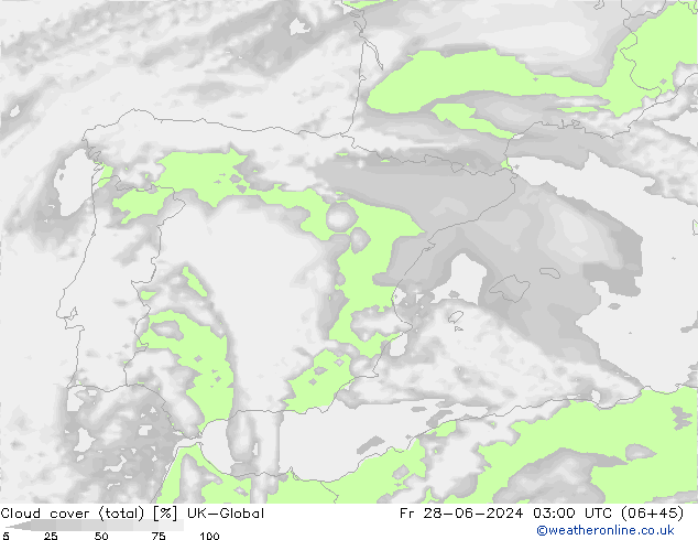 zachmurzenie (suma) UK-Global pt. 28.06.2024 03 UTC