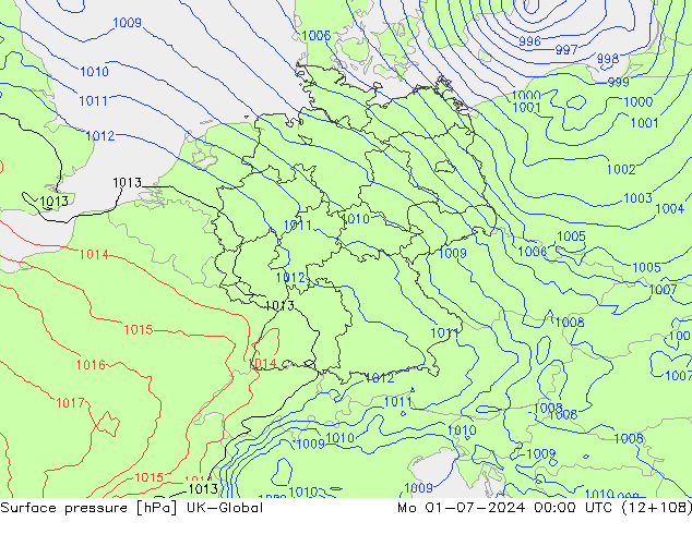 Luchtdruk (Grond) UK-Global ma 01.07.2024 00 UTC