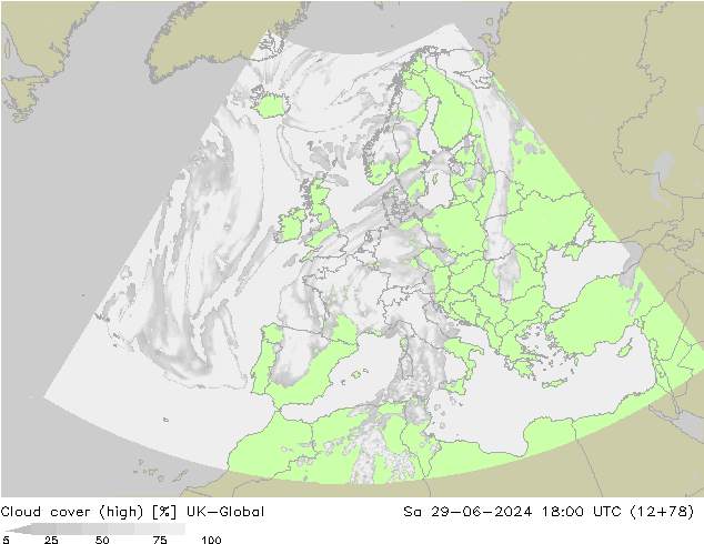 Bewolking (Hoog) UK-Global za 29.06.2024 18 UTC