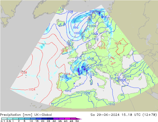 Neerslag UK-Global za 29.06.2024 18 UTC