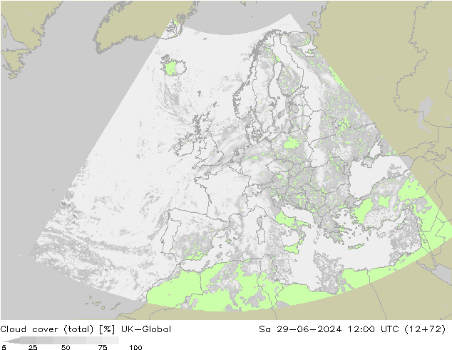 Nuages (total) UK-Global sam 29.06.2024 12 UTC