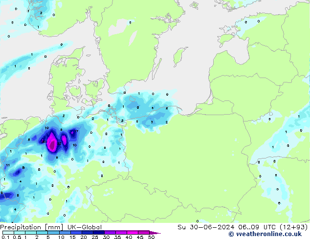 Niederschlag UK-Global So 30.06.2024 09 UTC