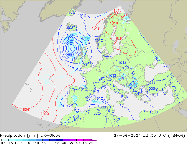 降水 UK-Global 星期四 27.06.2024 00 UTC