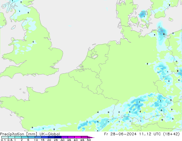 Srážky UK-Global Pá 28.06.2024 12 UTC