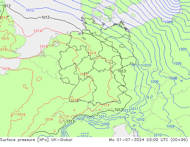 地面气压 UK-Global 星期一 01.07.2024 03 UTC
