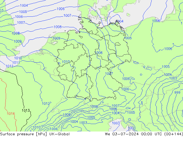 地面气压 UK-Global 星期三 03.07.2024 00 UTC