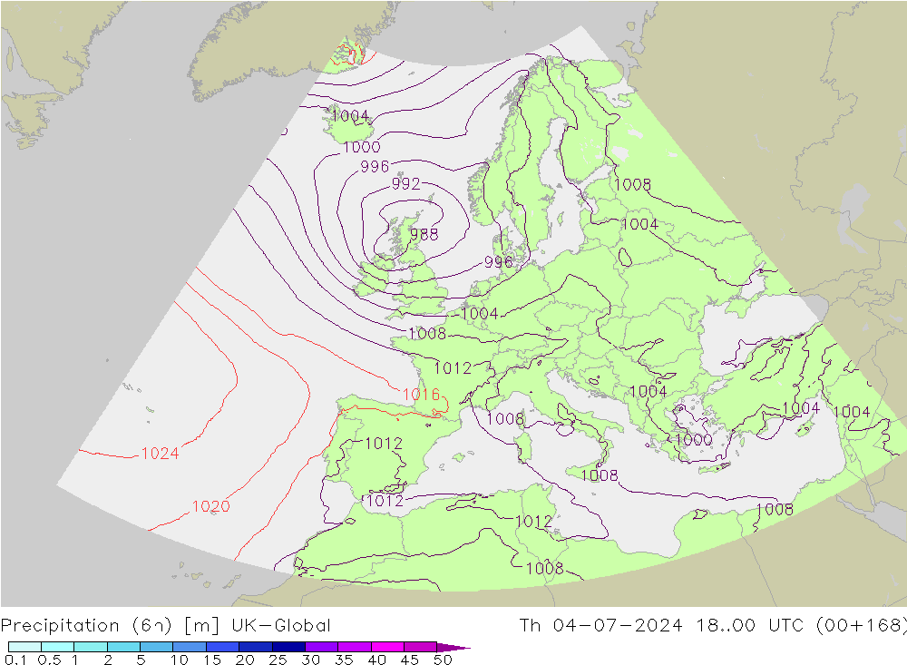 Totale neerslag (6h) UK-Global do 04.07.2024 00 UTC