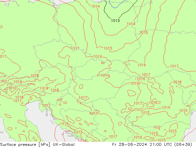 Surface pressure UK-Global Fr 28.06.2024 21 UTC