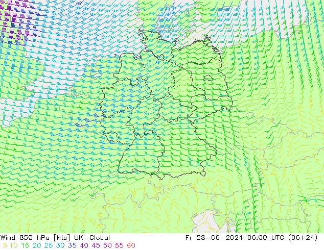风 850 hPa UK-Global 星期五 28.06.2024 06 UTC