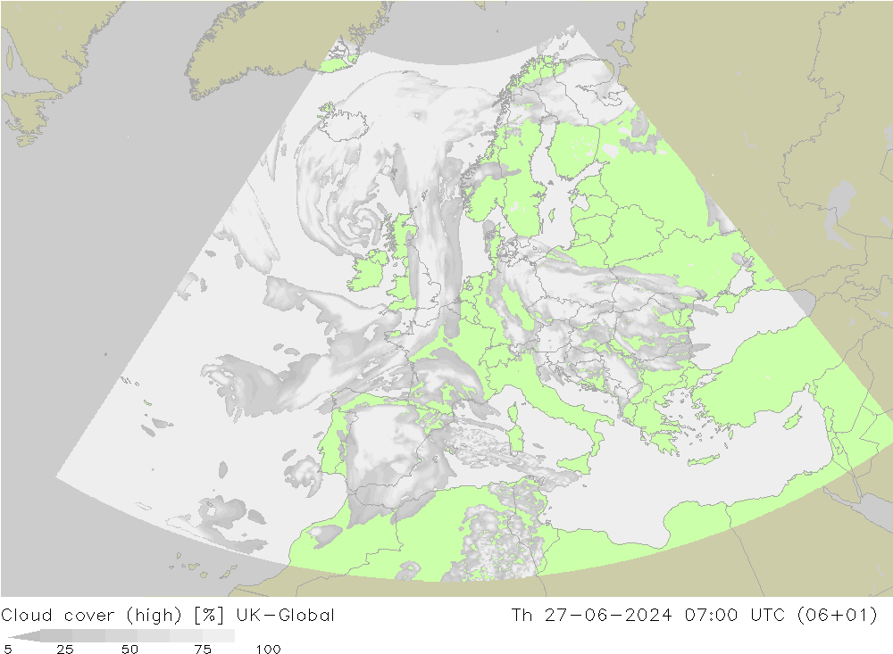 Nubes altas UK-Global jue 27.06.2024 07 UTC