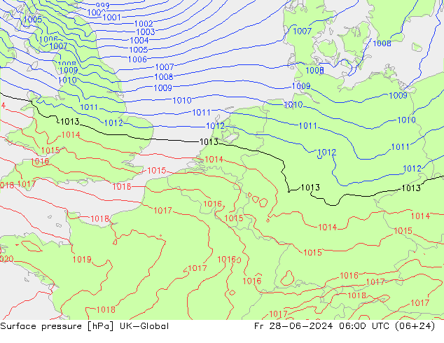 地面气压 UK-Global 星期五 28.06.2024 06 UTC
