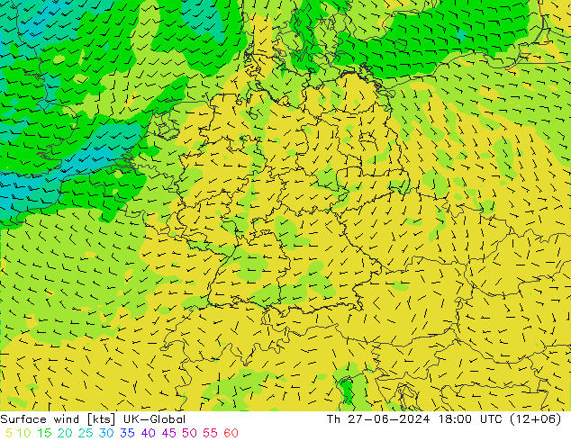 Wind 10 m UK-Global do 27.06.2024 18 UTC