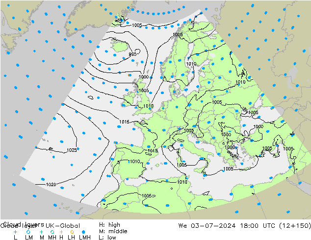 Cloud layer UK-Global 星期三 03.07.2024 18 UTC