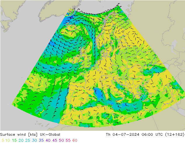 wiatr 10 m UK-Global czw. 04.07.2024 06 UTC