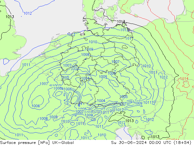 地面气压 UK-Global 星期日 30.06.2024 00 UTC