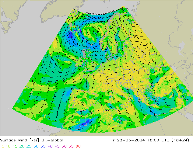 风 10 米 UK-Global 星期五 28.06.2024 18 UTC