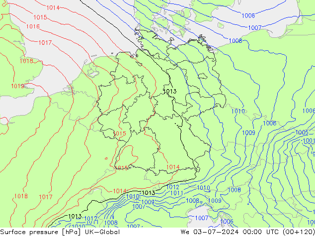 地面气压 UK-Global 星期三 03.07.2024 00 UTC