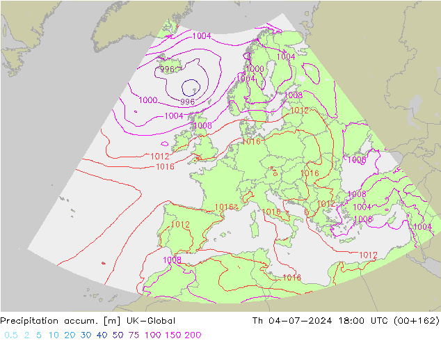Precipitation accum. UK-Global Th 04.07.2024 18 UTC