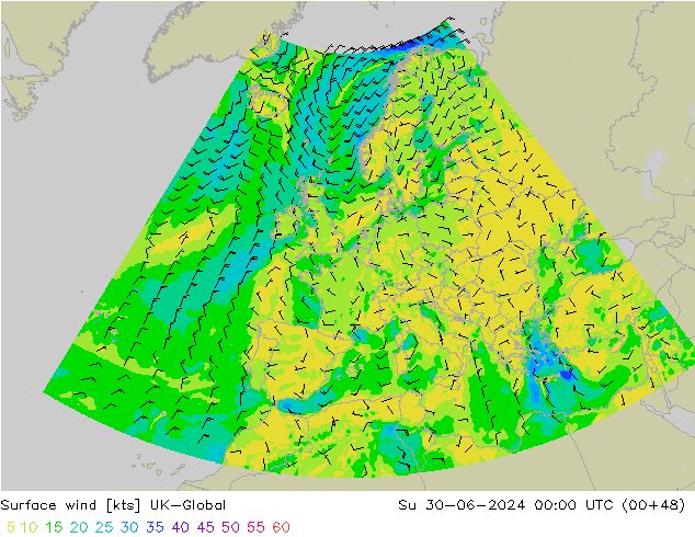 风 10 米 UK-Global 星期日 30.06.2024 00 UTC
