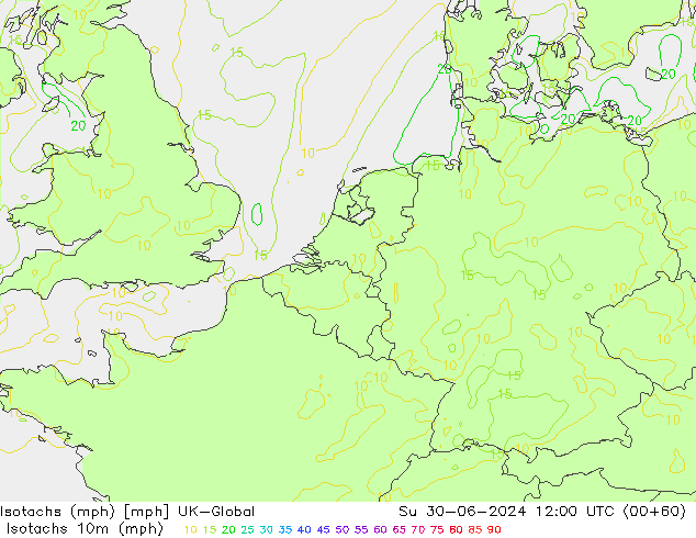 Isotachen (mph) UK-Global So 30.06.2024 12 UTC
