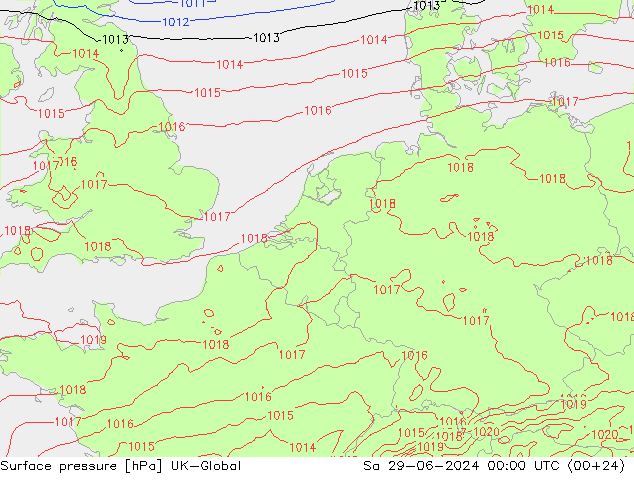 地面气压 UK-Global 星期六 29.06.2024 00 UTC