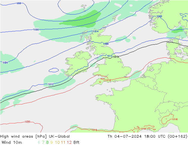 High wind areas UK-Global Th 04.07.2024 18 UTC