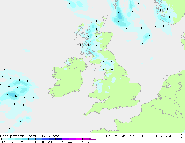 降水 UK-Global 星期五 28.06.2024 12 UTC