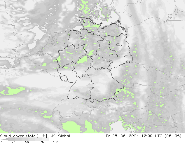 Nubes (total) UK-Global vie 28.06.2024 12 UTC
