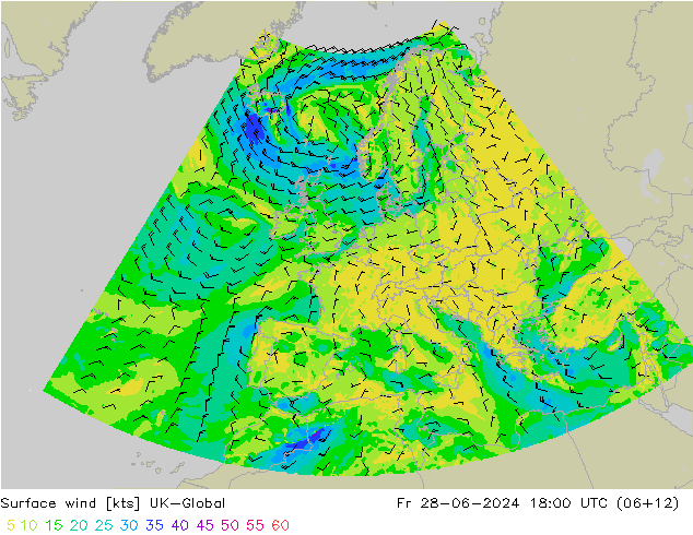 风 10 米 UK-Global 星期五 28.06.2024 18 UTC