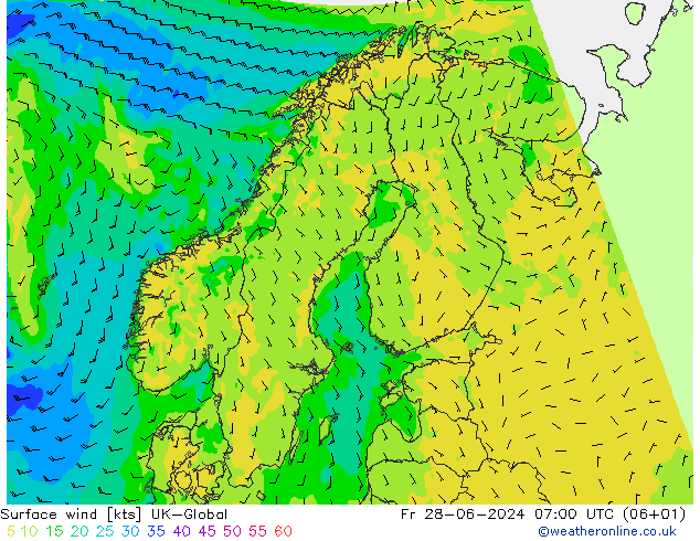 风 10 米 UK-Global 星期五 28.06.2024 07 UTC
