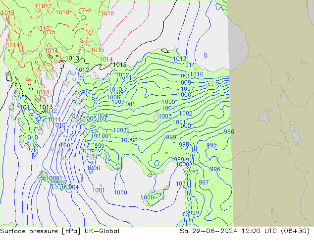 Luchtdruk (Grond) UK-Global za 29.06.2024 12 UTC