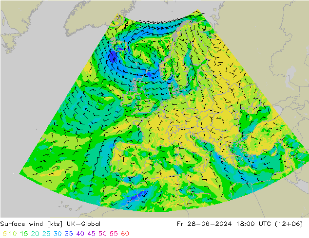 Wind 10 m UK-Global vr 28.06.2024 18 UTC