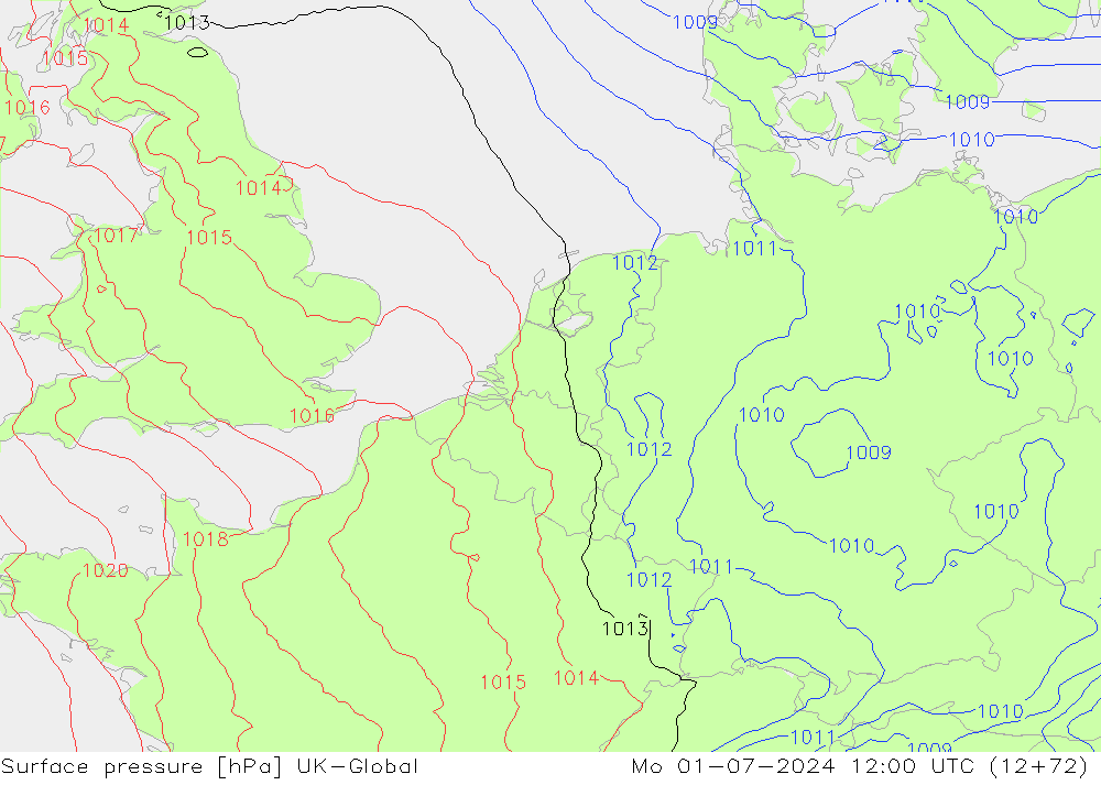 Luchtdruk (Grond) UK-Global ma 01.07.2024 12 UTC
