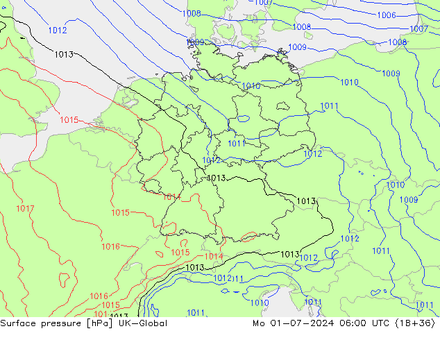 Luchtdruk (Grond) UK-Global ma 01.07.2024 06 UTC