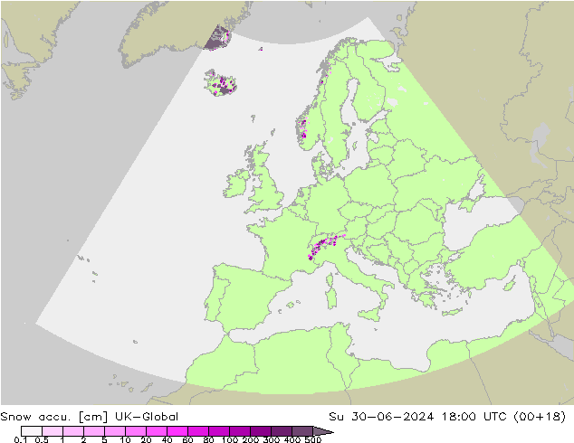 Totale sneeuw UK-Global zo 30.06.2024 18 UTC