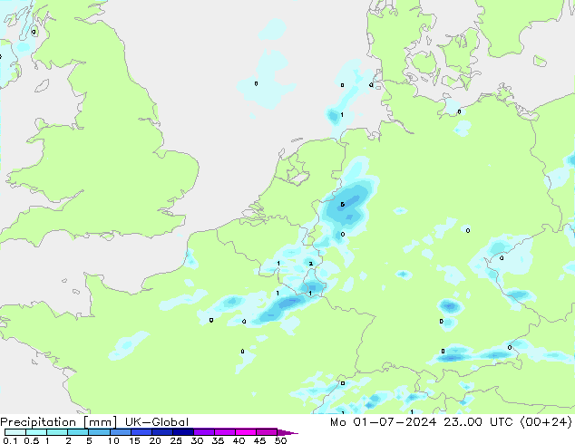 降水 UK-Global 星期一 01.07.2024 00 UTC
