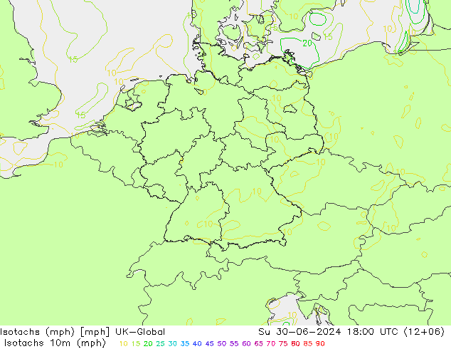 Isotachen (mph) UK-Global zo 30.06.2024 18 UTC