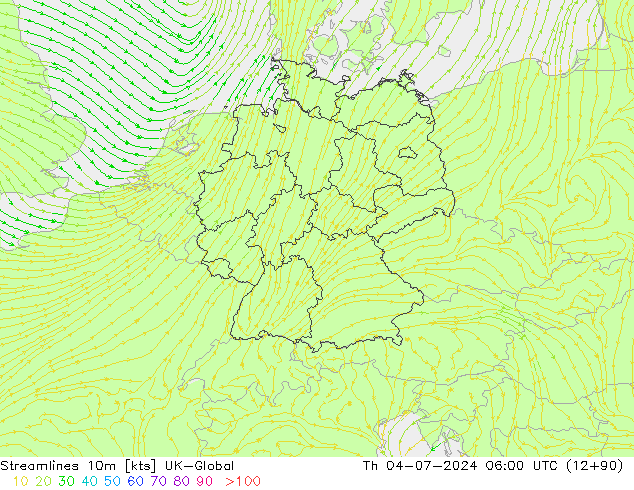 风 10m UK-Global 星期四 04.07.2024 06 UTC