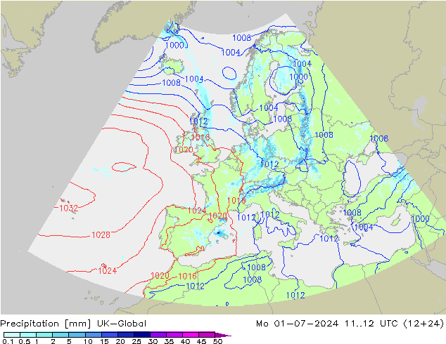 Neerslag UK-Global ma 01.07.2024 12 UTC