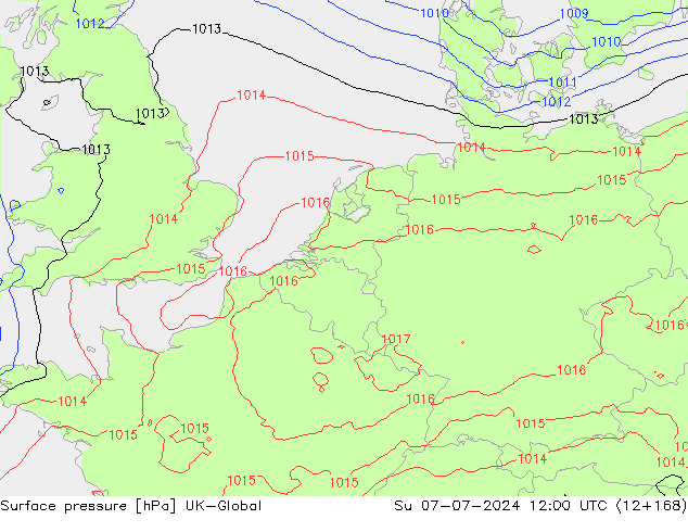 Luchtdruk (Grond) UK-Global zo 07.07.2024 12 UTC