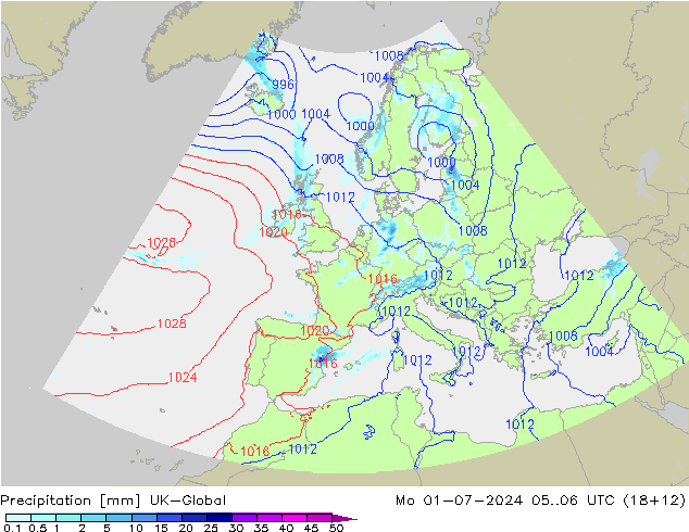 Neerslag UK-Global ma 01.07.2024 06 UTC