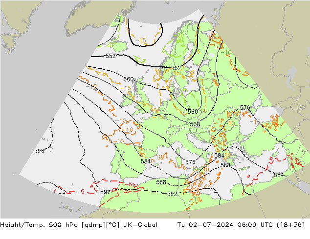 Hoogte/Temp. 500 hPa UK-Global di 02.07.2024 06 UTC