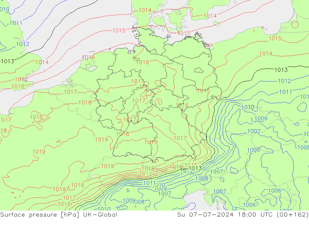 Luchtdruk (Grond) UK-Global zo 07.07.2024 18 UTC
