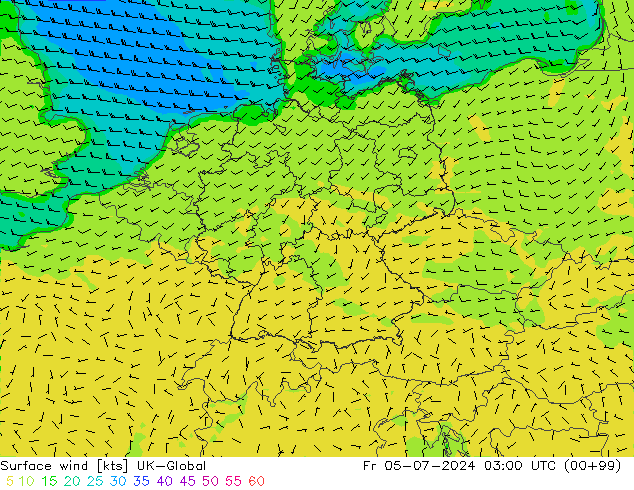 Wind 10 m UK-Global vr 05.07.2024 03 UTC