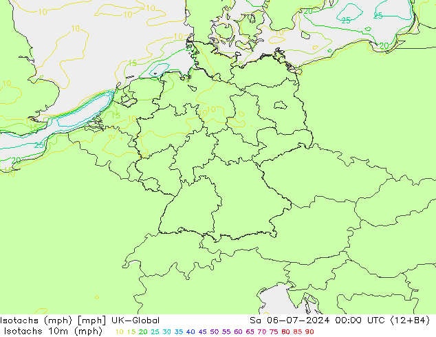 Isotachen (mph) UK-Global za 06.07.2024 00 UTC