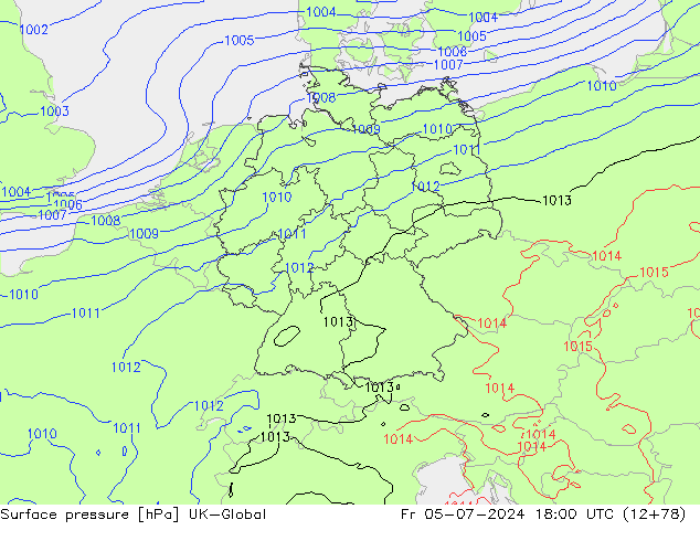 Luchtdruk (Grond) UK-Global vr 05.07.2024 18 UTC
