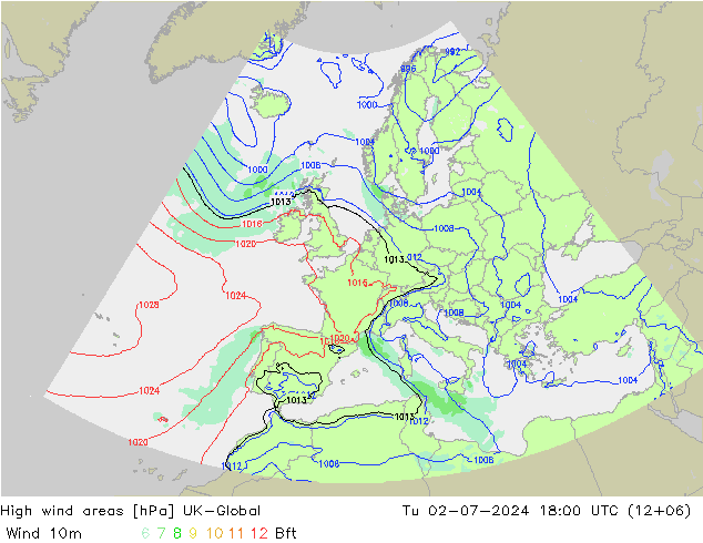 Windvelden UK-Global di 02.07.2024 18 UTC