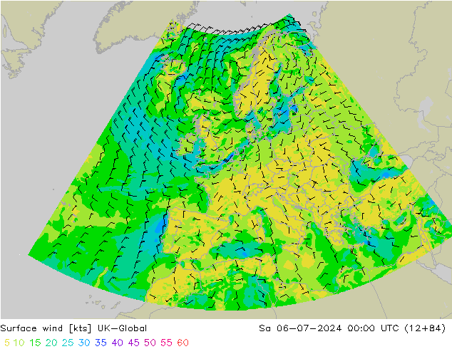 风 10 米 UK-Global 星期六 06.07.2024 00 UTC