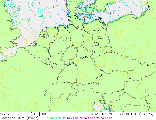 Isotachen (km/h) UK-Global di 02.07.2024 21 UTC
