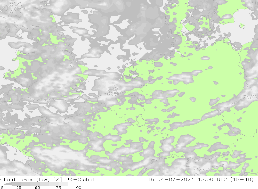 Bewolking (Laag) UK-Global do 04.07.2024 18 UTC